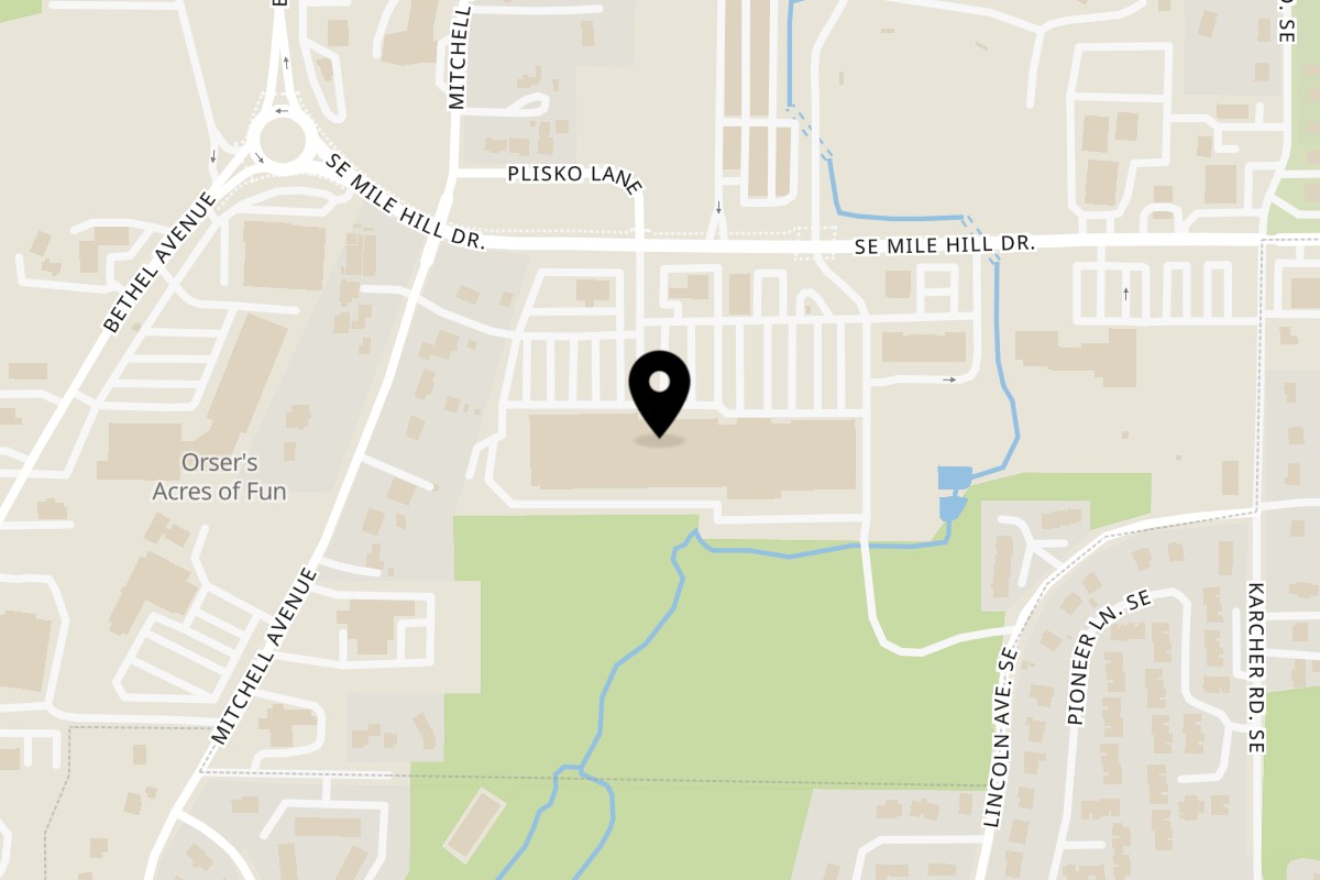 Map showing the location of Harbor Haute Dogs on 1700 SE Mile Hill Dr Ste 166 in Port Orchard